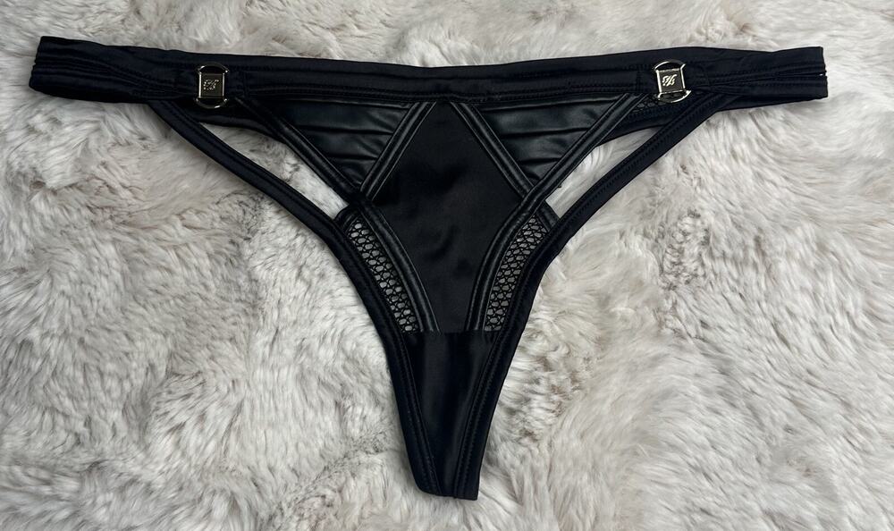 Honey Birdette BERLIN🖤 Faux Leather Black Thong Small